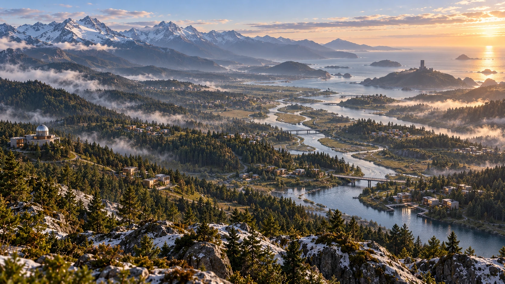 Rivers, mountain settlements and forests in The Habitat concept world